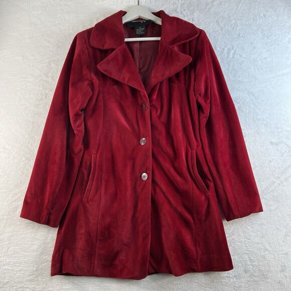 Formula X Small S Pea Coat Vintage Velour Fleece Lined 3 Button Jacket Pockets - Picture 2 of 10